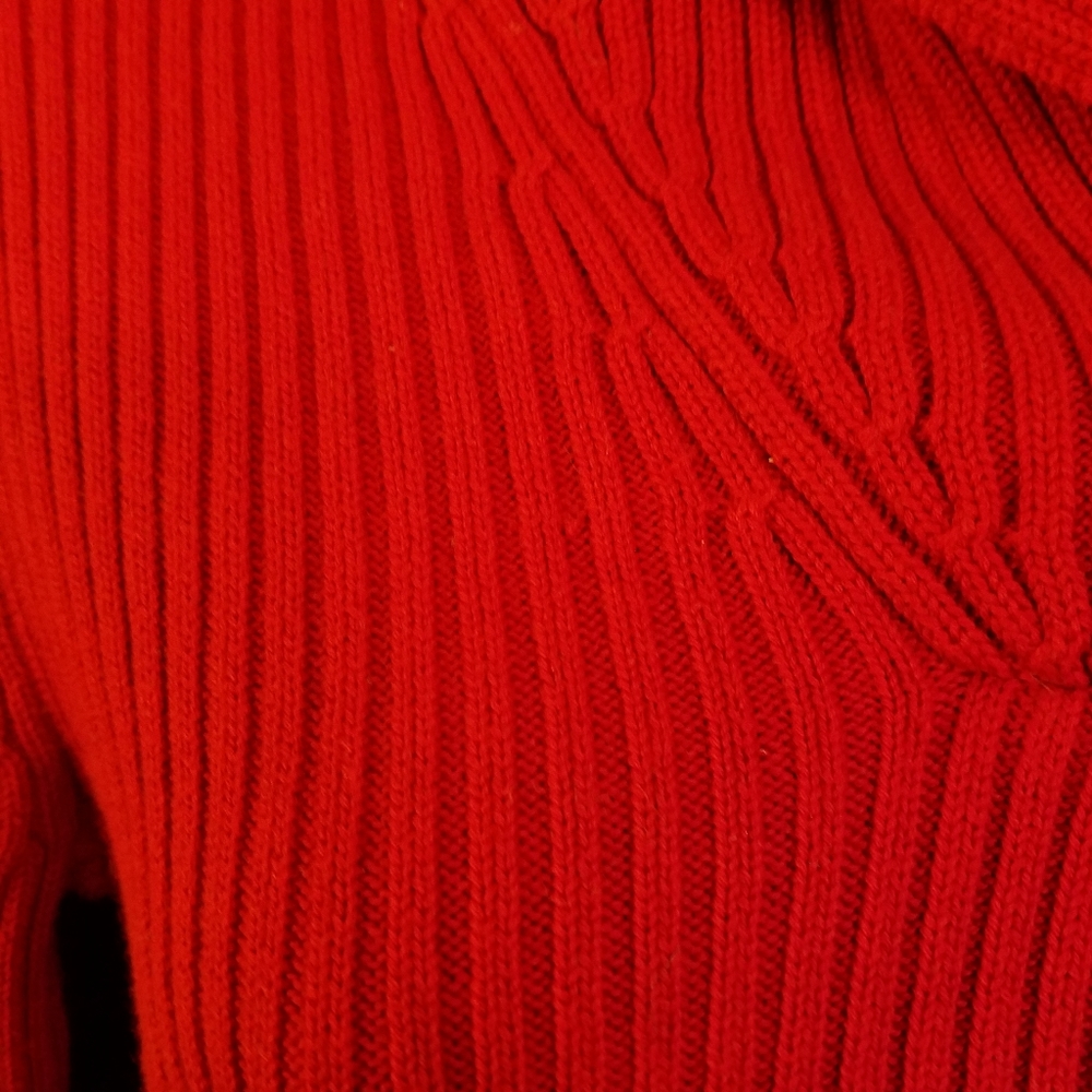 Lauren Ralph Lauren Red Ribbed Cotton Sweater Vintage Christmas 🎄 - Picture 2 of 6